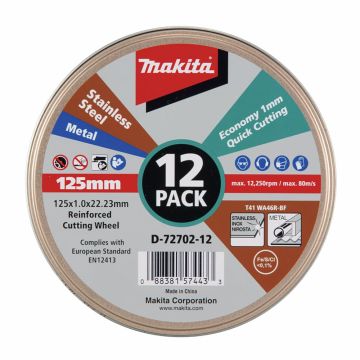 Makita 125 x 22.23mm Inox Cutting Disc 12 Pack