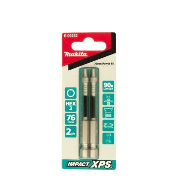 Makita XPS Hex3 x 75mm Insert Bit 2 Pack