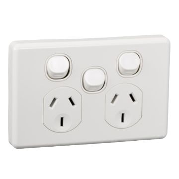 Clipsal Twin GPO Socket Extra Removable Switch