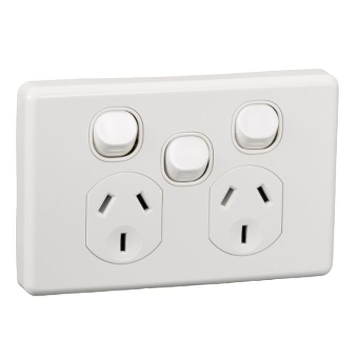 Clipsal Twin GPO Socket Extra Removable Switch main product photo